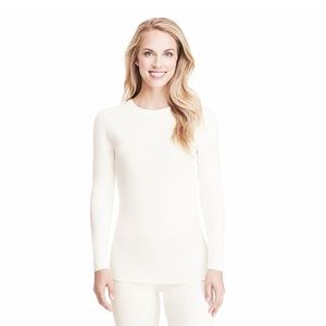 Cuddl Duds SoftWear with Stretch LS Crew, Ivory